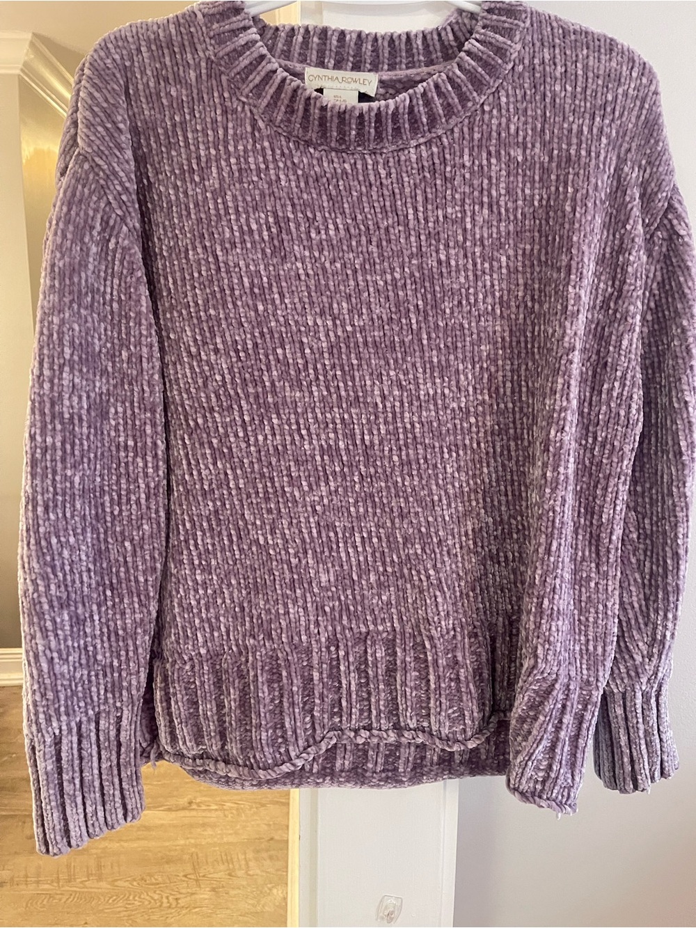 Cynthia Rowley Plush Lavender Chenille Crew Sweater